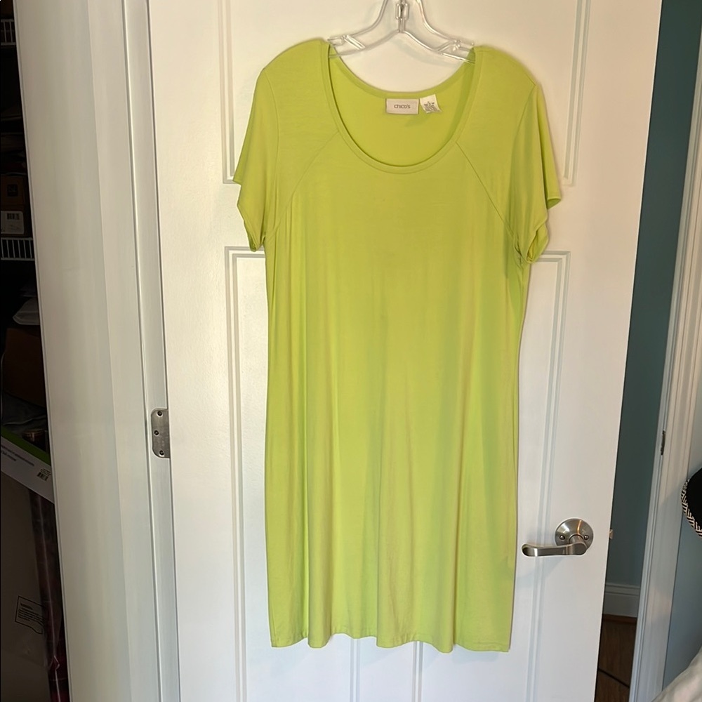 Chico's Green Tunic Dress Relaxed Short Sleeve